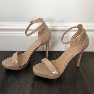 ALDO nude patent platform heels
